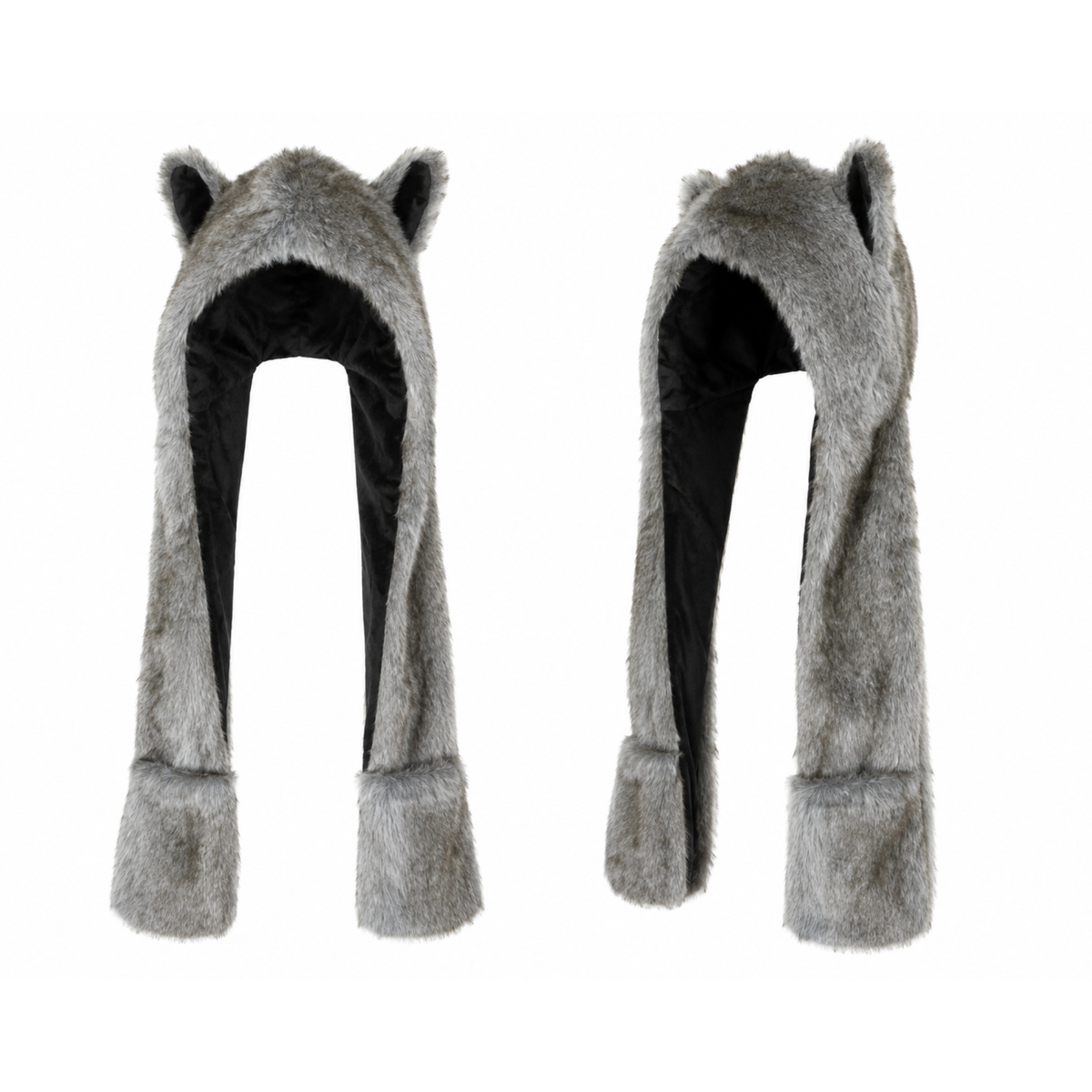 Grey Wolf Faux Fur Hood