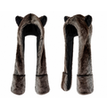 Brown & Silver Wolf Faux Fur Hood